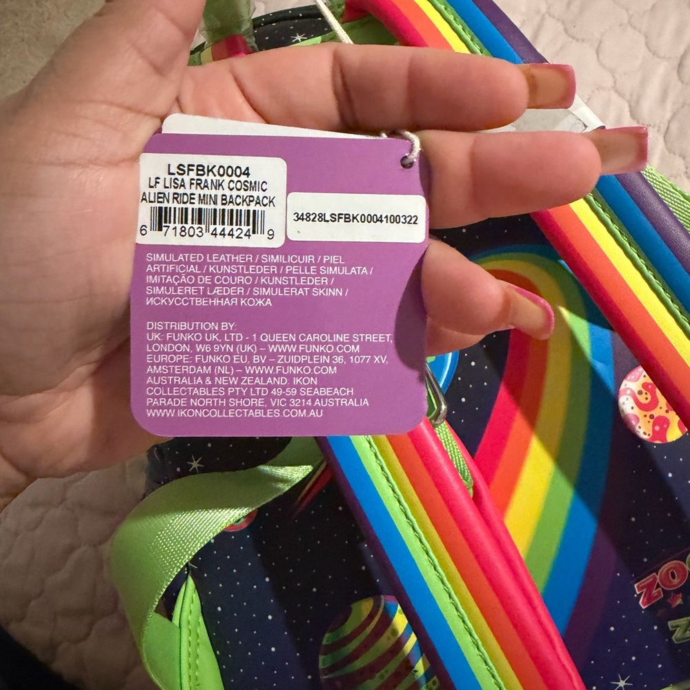 Lisa Frank Rainbow Alien Car Backpack - Picture 3 of 5